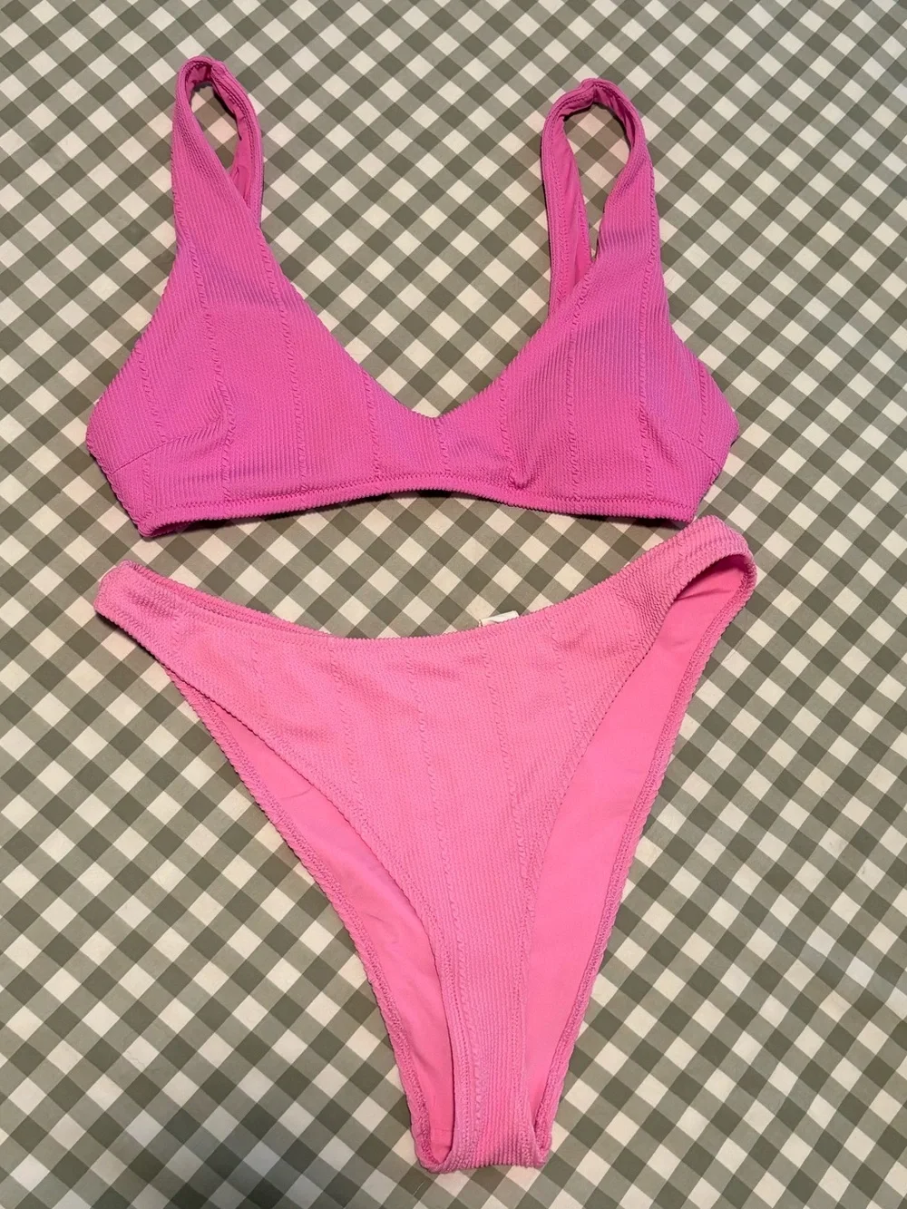 Aerie Pink Ribbed Two-Piece Bikini Set